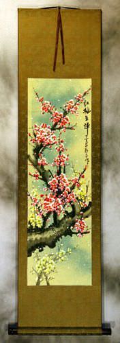 Pink Plum Blossom Wall Scroll