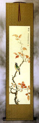 Song of Autumn - Bird and Flower Wall Scroll