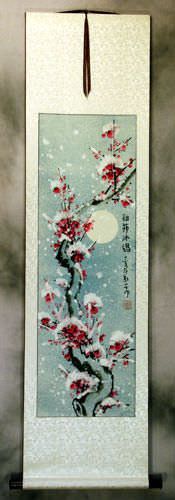 Ice Spirit - Chinese Snow Plum Blossom Wall Scroll