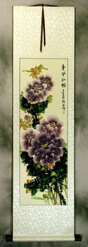 Purple Peony Flower Wall Scroll