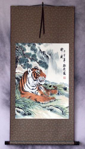Invincible Chinese Tiger Wall Scroll