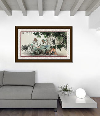 Men Writing Poetry and Philosophy Large Painting living room view