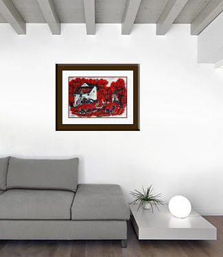 Drying Peppers - Chinese Folk Art Painting living room view