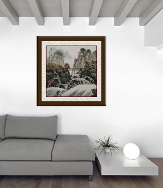 Charm of the Mountain River and Wind - Landscape Painting living room view