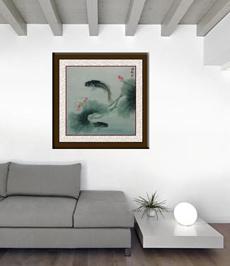 Big Fish and Flower Painting living room view
