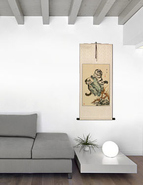 Asian Kittens - Chinese Cat Scroll living room view