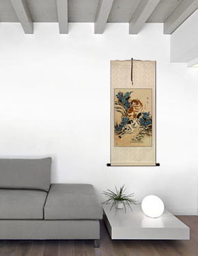 New and Fresh Kittens - Chinese Wall Scroll living room view