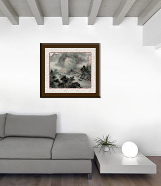 Blemished Chinese Landscape Painting living room view