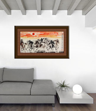 Big Oriental Horse Painting living room view