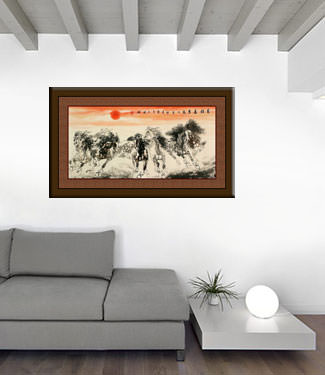 Big Asian Horse Painting living room view