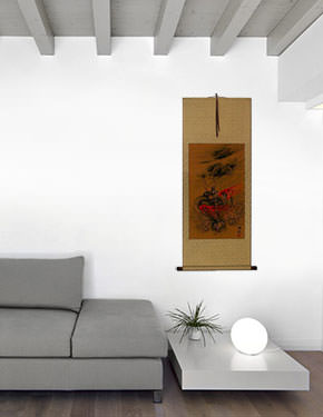 Fierce Chinese Dragon - Asian Scroll living room view