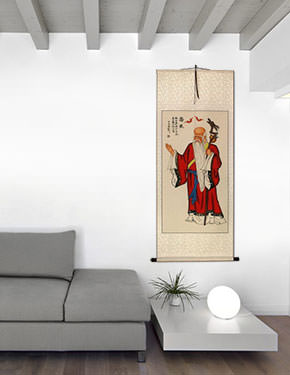 Longevity God Wall Scroll living room view