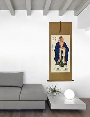 Confucius - Wise Man - Wall Scroll living room view