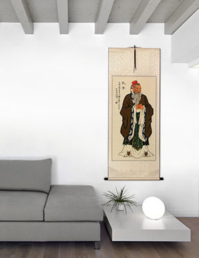 Confucius - Great Teacher - Wall Scroll living room view