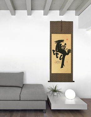 Special Horse Calligraphy Scroll living room view