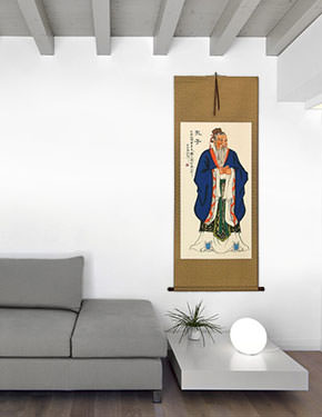 Great Sage Confucius Chinese Scroll living room view