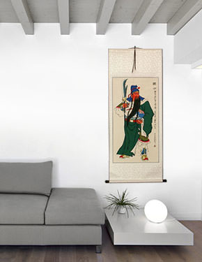 Guan Gong Saint of All Soldiers Wall Scroll living room view