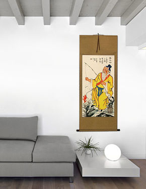 Famous Old Man Fishing Wall Scroll living room view