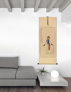 Night Festival Dancing Girl - Chinese Scroll living room view