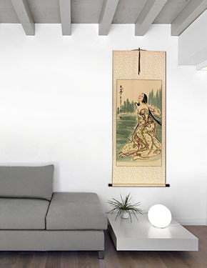 Wu Mountain Dreams - Beautiful Woman - Chinese Scroll living room view