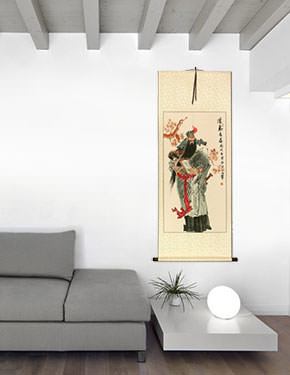 Warrior Guan Gong - Big Wall Scroll living room view