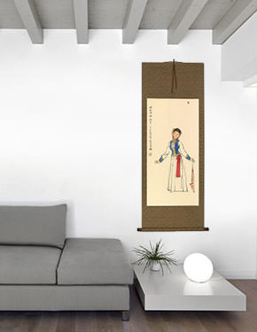 Dancing Girl - Wall Scroll living room view