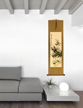 Everyday is Fun at the Ranch - Chinese Art Scroll living room view