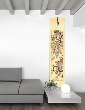 Purple Cloud, Fragrant Breeze - Chinese Scroll living room view