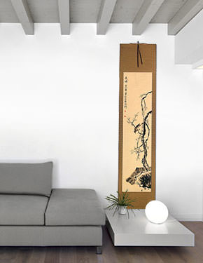 Clear Winter - Plum Blossom - Chinese Scroll living room view