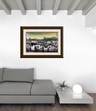 Birds Over Suzhou - Chinese Water Village Painting living room view