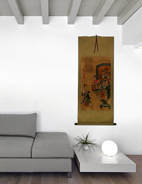 Musicians Gathering Partial-Print Wall Scroll living room view