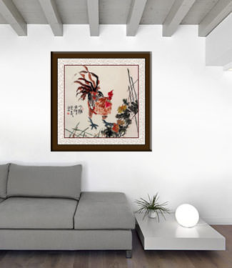 Chinese Rooster Painting living room view