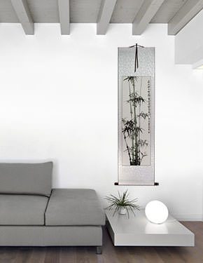 Chinese Bamboo Wall Scroll living room view