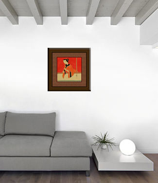 Flute Playing Woman - Modern Art Painting living room view