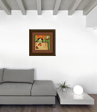 Lady in Waiting - Chinese Modern Art Painting living room view