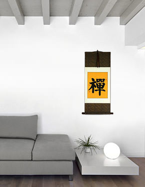Zen / Chan Japanese Kanji / Chinese Character Scroll living room view