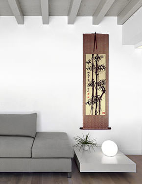 Safe and Sound Bamboo Wall Scroll living room view