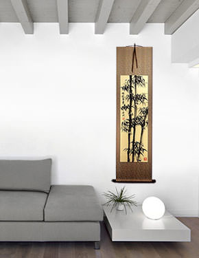 Safe and Sound Bamboo Wall Scroll living room view