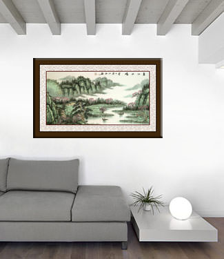 Spring River Warm Water - Large Chinese Landscape Painting living room view