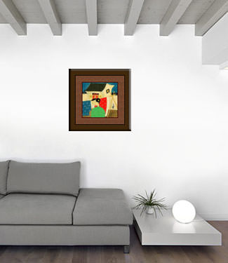 Asian Woman Hanging Laundry - Modern Art Painting living room view