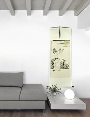 Li Bai - Chinese Philosopher Poet - Wall Scroll living room view