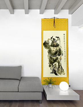 Zhong Kui Ghost Warrior Wall Scroll living room view