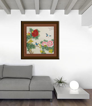 Chinese Bird and Flower - Large Painting living room view