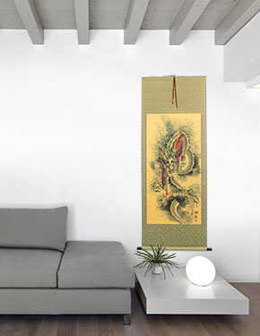 Flying Asian Dragon - Chinese Scroll living room view