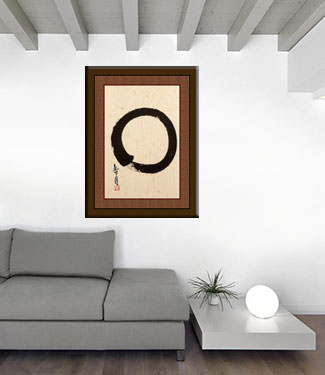 Large Enso Japanese Calligraphy Portrait living room view