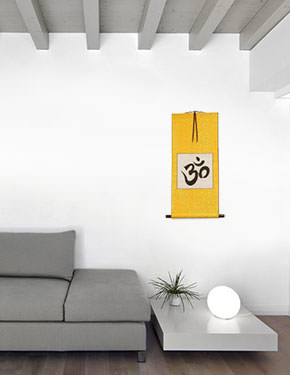 Om Symbol - Hindu / Buddhist Unryu Wall Scroll living room view