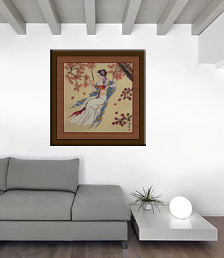 Elegant Asian Woman Painting living room view