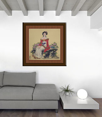 Antique-Style Chinese Woman Painting living room view