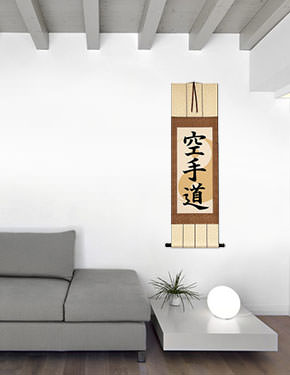 Karate-Do Japanese Print Wall Scroll living room view