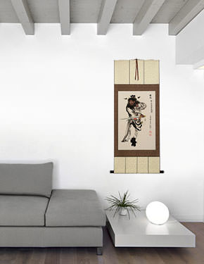 Zhong Kui Chinese Ghost Warrior Wall Scroll living room view